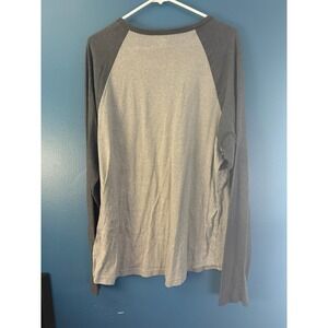 Carbon Mens Gray Raglan Sleeve Tropical Floral Print Pocket‎ Long Sleeve Shirt